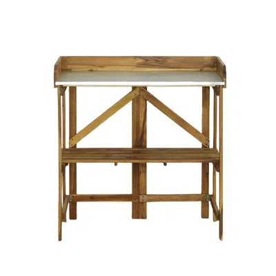 Progressive Furniture Planter Work Table, Natural In Brown