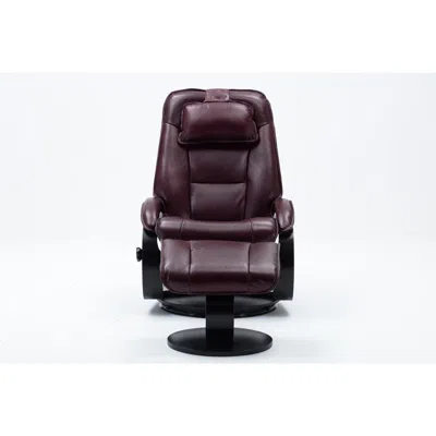 Progressive Furniture Relax-r Brampton Recliner And Ottoman In Merlot Top Grain Leather
