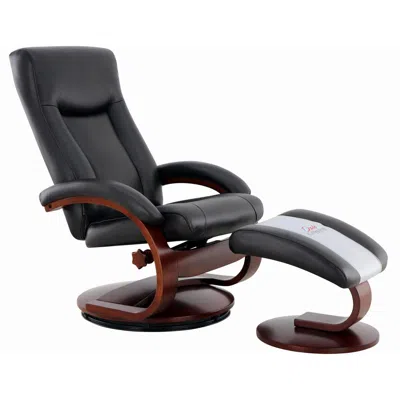Progressive Furniture Relax-r Hamilton Recliner And Ottoman In Black Top Grain Leather