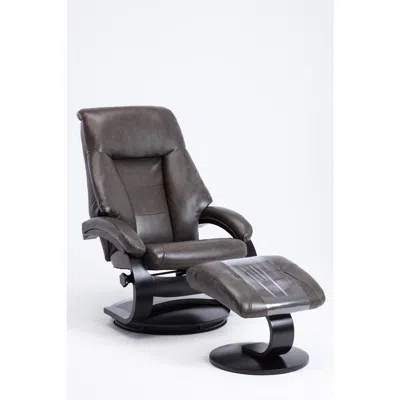 Progressive Furniture Relax-r Montreal Recliner And Ottoman In Black Pepper Air Leather