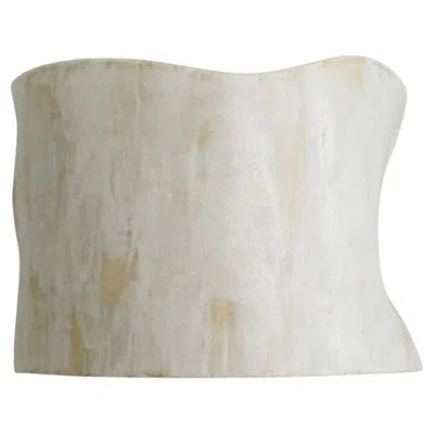 Pre-owned Project 213a 21st Century Modern  Papel Wall Light Sconces Ceramic Brushed White