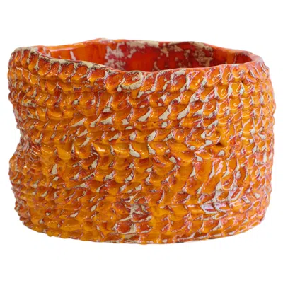 Pre-owned Project 213a Casa Planter - Handmade - Ceramic - Glazed - Artisanal - Decorative In Orange