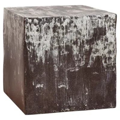 Pre-owned Project 213a Ceramic Cube Side Table - Stone - Clay - Handmade - Glazed - Stool In Gray