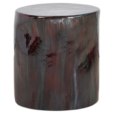 Pre-owned Project 213a Ceramic Side Table - Burnt Toffee- Handmade - Glazed - Nightstand - Sculptural In Black