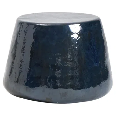 Pre-owned Project 213a Ceramic Side Table - Navy - Handmade - Artisanal - Sculptural - Custom Glaze In Blue