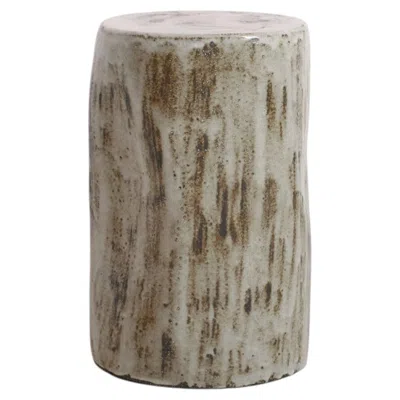 Pre-owned Project 213a Cylinder Table - Sage Brown - Clay - Handmade - Glazed - Stool - Sculpted