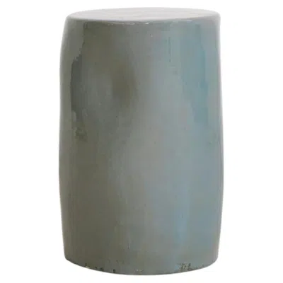 Pre-owned Project 213a Cylinder Table - Sage - Clay - Handmade - Glazed - Stool - Sculpted In Gray