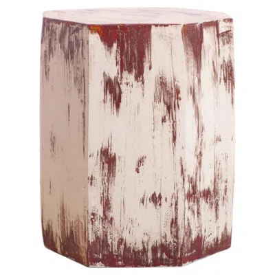 Pre-owned Project 213a Geometric Ceramic Side Table - Brushed Burnt Red - Handmade - Glazed - Stool