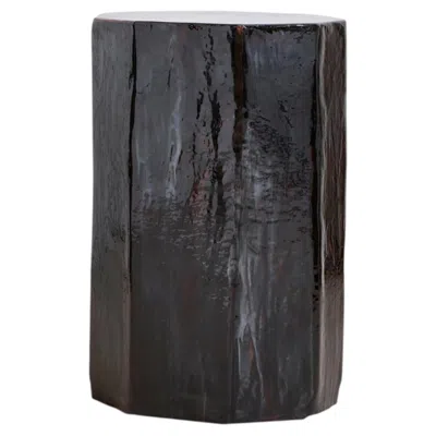 Pre-owned Project 213a Geometric Ceramic Side Table - Burnt Tof - Handmade - Glazed - Stool - Sculpted In Black