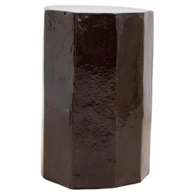 Pre-owned Project 213a Geometric Side Table - Brown Amber - Clay - Handmade - Glazed - Stool - Sculpted