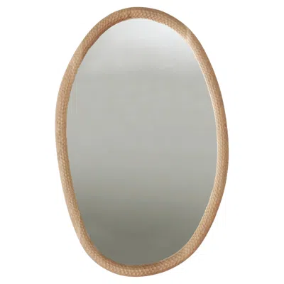 Pre-owned Project 213a Oval Amarante Mirror - Oak - Handmade - Gouged - Textured - Artisanal - Carved In Brown