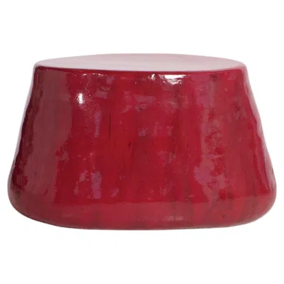 Pre-owned Project 213a Pedra Ceramic Coffee Table - Crimson Red - Handmade - Glazed - Stool - Sculpted