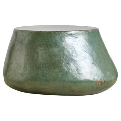 Pre-owned Project 213a Pedra Ceramic Coffee Table - Moss - Handmade - Glazed - Stool - Sculpted In Green