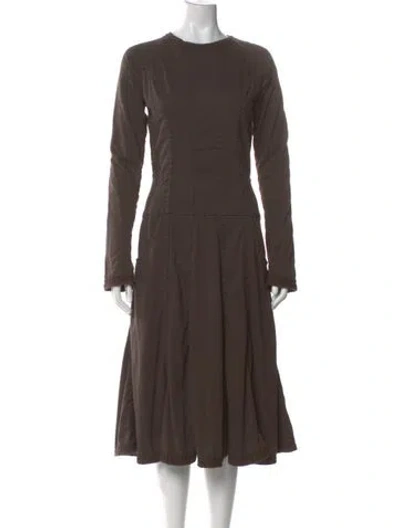 Pre-owned Project Alabama Crew Neck Midi Length Dress In Brown