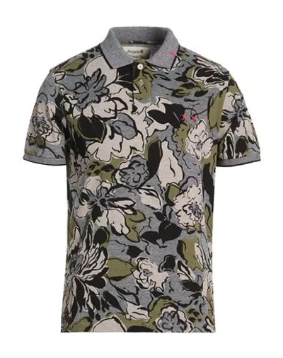 Project E Man Polo Shirt Black Size L Cotton In Multi