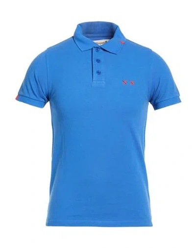 Project E Man Polo Shirt Blue Size S Cotton