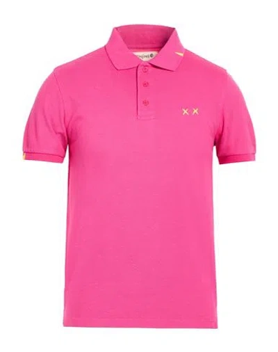 Project E Man Polo Shirt Fuchsia Size M Cotton In Pink