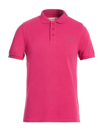 Project E Man Polo Shirt Fuchsia Size M Cotton In Pink