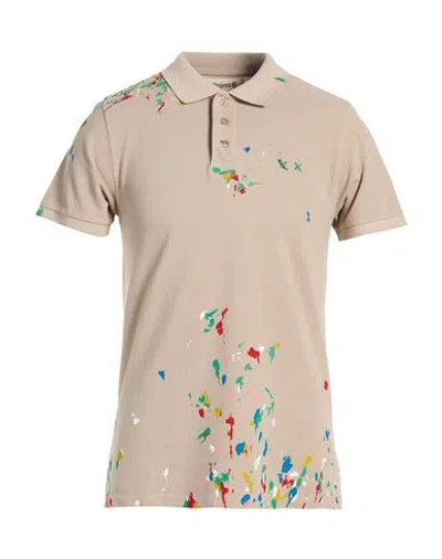 Project E Man Polo Shirt Sand Size M Cotton In Neutral