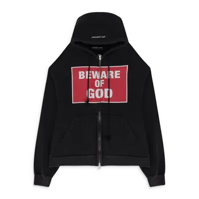 Project G/r Black Beware Of God Zip Hoodie