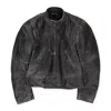Project G/r Black Distressed Biker Leather Jacket In Black