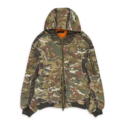 Project G/r Camo Reworked Hooded Bomber Jacket In Multi