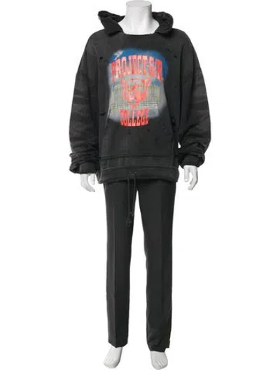 Pre-owned Project G/r Graphic Print Crew Neck Hoodie In Black