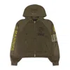 Project G/r Khaki Reconstructed Folded Zip Hoodie In Green