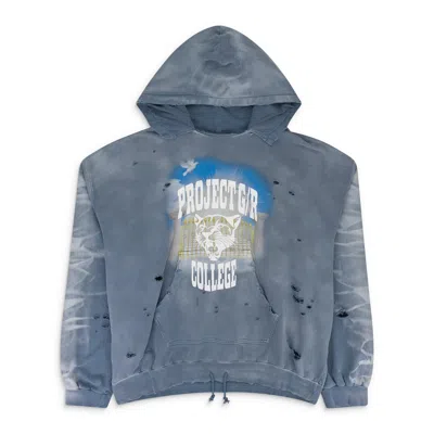 Project G/r Pale Blue Mixed Printed Vintage Hoodie