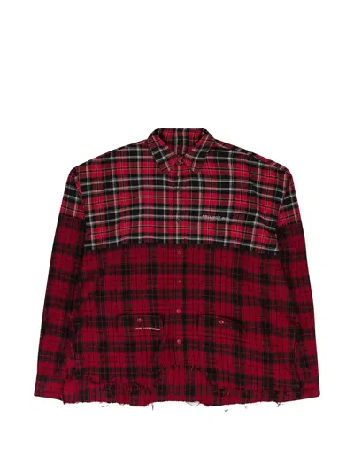Project G/r Upside-down Checked Shirt In Red