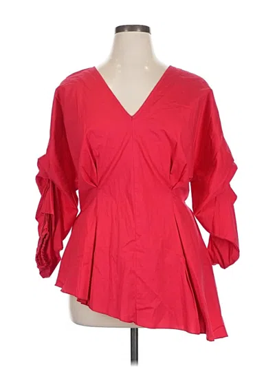 Pre-owned Project Runway Long Sleeve Blouse In Red