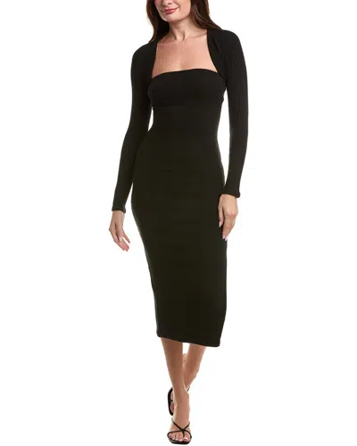 Project Social T 2pc Allora Strapless Rib Dress & Cropped Cardigan Set In Black