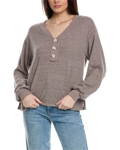 Project Social T A Little Obsessed Cozy Henley Top In Brown