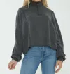 Project Social T Ada Cozy Half Zip Sweater In Heather Charcoal In Green