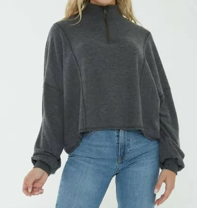 Project Social T Ada Cozy Half Zip Sweater In Heather Charcoal In Green