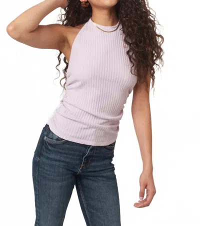 Project Social T After The Rain Rib Halter Top In Frosted Violet In Animal Print