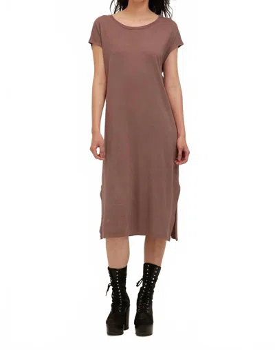 Project Social T Alina Washed Midi Dress In Deep Taupe In Brown