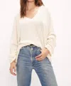 Project Social T All Mine Textured V-neck Top In Cloud Dancer In Neutral
