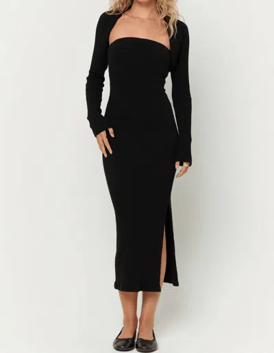 Project Social T Allora Strapless Rib Combo Dress In Black