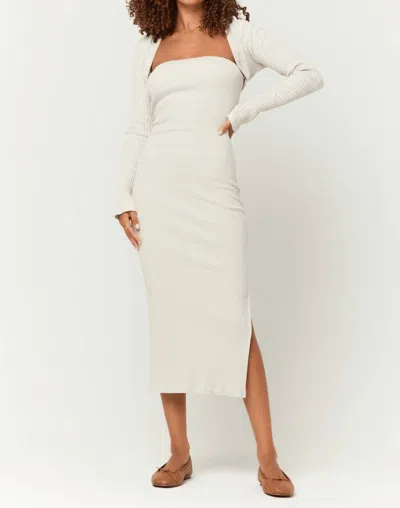 Project Social T Allora Strapless Rib Midi Dress In Gray In White