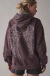 Project Social T Angel Wing Graphic Zip-up Hoodie Sweatshirt In Brown, Women's At Urban Outfitters
