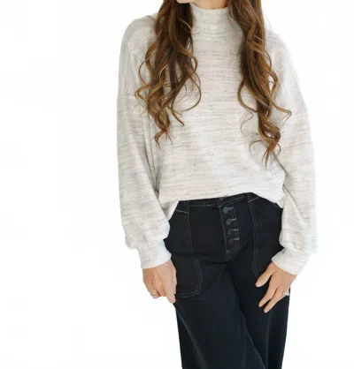 Project Social T Another Day Mock Neck Pullover Top In Grey In White