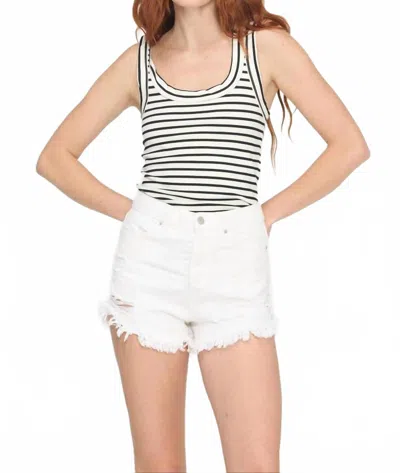 Project Social T Anouk Scoop Neck Striped Tank Top In Ivory Black In White