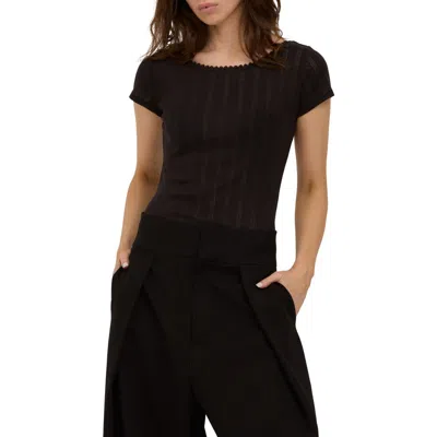 Project Social T Arden Lace Trim T-shirt In Black
