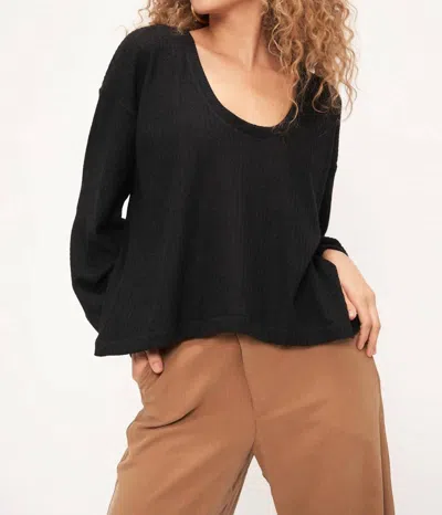 Project Social T Arvin Brushed Thermal Relaxed Long Sleeve Top In Black