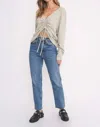 Project Social T As If Ruched Front Slouchy Long Sleeve In Sueded Sage In Gray