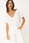 Project Social T Baltimore V Neck Easy Tee In White