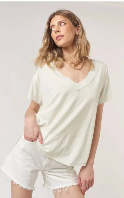 Project Social T Baltimore V-neck Tee In Teal Mist In White