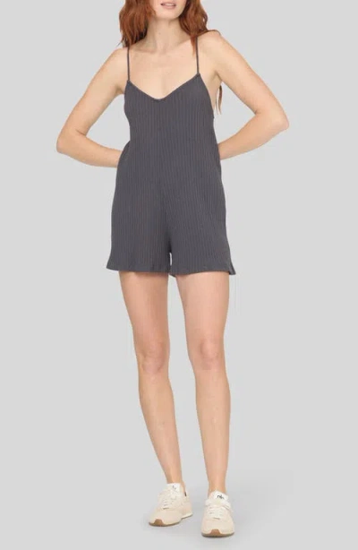 Project Social T Bar Tie Back Ribbed Romper In Gray