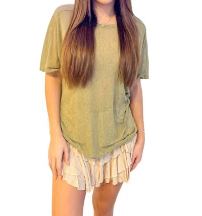 PROJECT SOCIAL T BE MY BABY SEAMED MESH TEE IN OLIVE